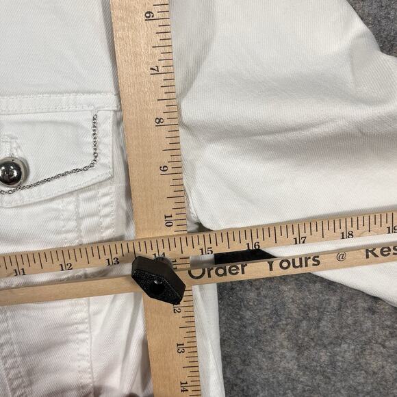 Cache White Denim Jacket Size 2 vintage Silver Buttons - Picture 4 of 8